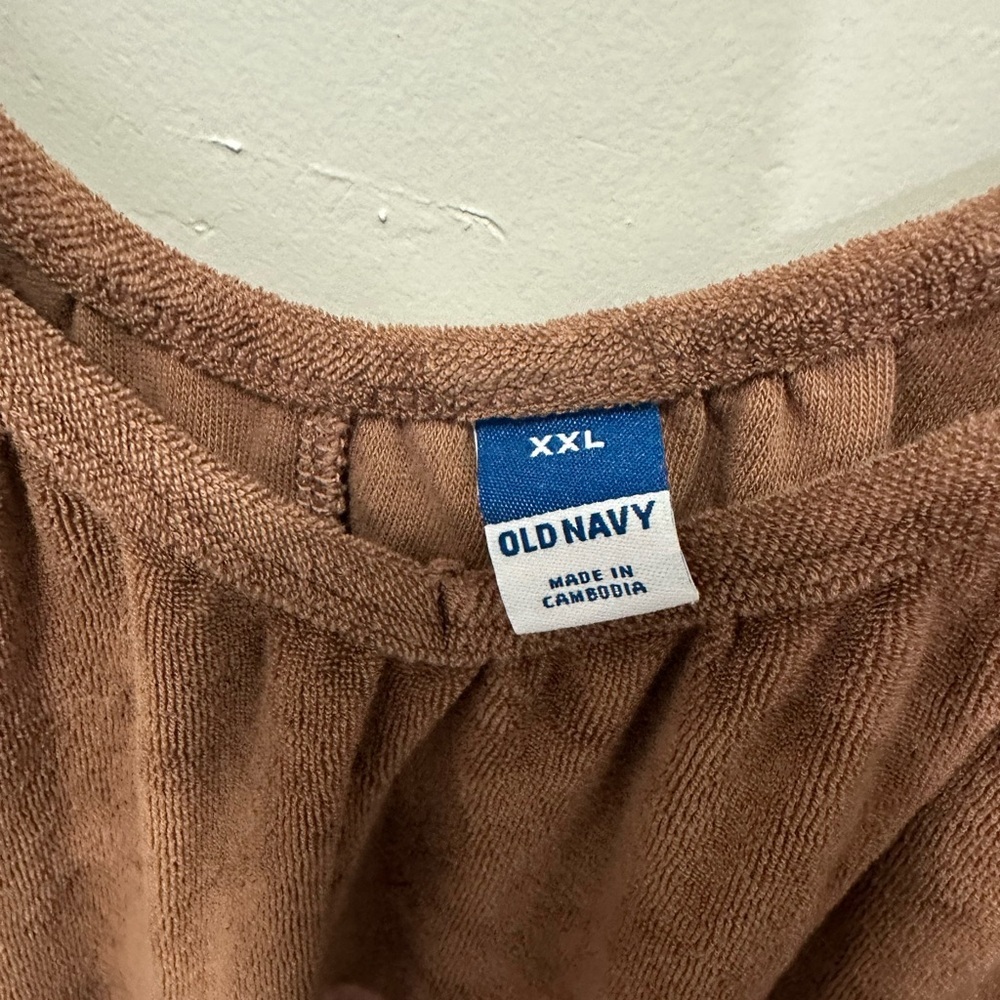 Old Navy Brown Terry Midi Dress with Tie Straps Sz XXL - Picture 4 of 5